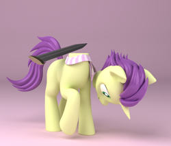 Size: 2000x1700 | Tagged: safe, artist:argos90, derpibooru import, oc, oc only, oc:sky spark, dullahan, unicorn, 3d, clothes, commission, disembodied head, headless, horn, modular, scarf, sword, unicorn oc, weapon