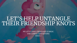 Size: 1280x720 | Tagged: safe, derpibooru import, edit, editor:quoterific, idw, pinkie pie, earth pony, pony, bipedal, female, generations, mare, open mouth, signature, solo, text