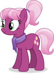 Size: 3423x4692 | Tagged: safe, artist:anime-equestria, derpibooru import, cheerilee, earth pony, pony, absurd resolution, alternate hairstyle, cheeribetes, clothes, cute, female, full body, hooves, mare, ponytail, scarf, shadow, simple background, smiling, solo, standing, transparent background, vector