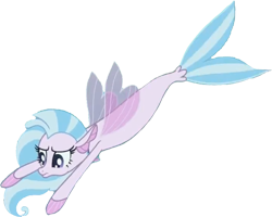 Size: 1133x907 | Tagged: safe, artist:homersimpson1983, derpibooru import, edit, edited screencap, screencap, silverstream, seapony (g4), non-compete clause, background removed, blue mane, clothes, female, fin wings, fins, fish tail, flowing tail, looking down, not a vector, purple eyes, seapony silverstream, see-through, simple background, solo, swimming, tail, transparent background, wings