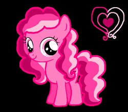Size: 500x437 | Tagged: safe, artist:katiegirlsforever, derpibooru import, oc, oc:pinkalicious, earth pony, pony, g4, black background, cute, cutie mark, earth pony oc, female, filly, foal, multicolored hair, multicolored mane, multicolored tail, pink coat, pink eyes, pinkabetes, simple background, smiling, solo, tail