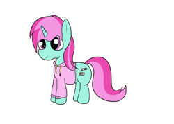 Size: 1400x1000 | Tagged: safe, artist:amateur-draw, derpibooru import, oc, oc only, oc:belle boue, unicorn, clothes, hoodie, male, simple background, solo, stallion, white background