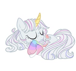 Size: 1080x1019 | Tagged: safe, artist:shore2020, derpibooru import, oc, oc only, pony, unicorn, clothes, colored horn, female, horn, leg warmers, mare, simple background, sleeping, solo, white background