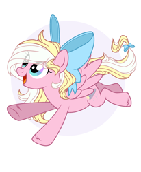 Size: 1600x1942 | Tagged: safe, alternate version, artist:shore2020, derpibooru import, oc, oc only, oc:bay breeze, pegasus, pony, bow, female, flying, hair bow, looking up, mare, open mouth, simple background, solo, tail, tail bow, white background
