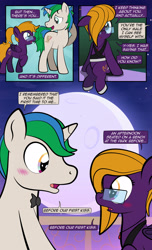 Size: 1920x3168 | Tagged: safe, artist:alexdti, derpibooru import, oc, oc only, oc:purple creativity, oc:star logic, pegasus, pony, unicorn, comic:quest for friendship, moon