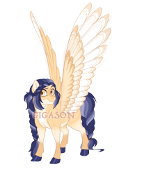 Size: 3300x3800 | Tagged: safe, artist:gigason, derpibooru import, oc, oc only, oc:golden compass, pegasus, pony, female, looking at you, magical lesbian spawn, mare, obtrusive watermark, offspring, parent:daring do, parent:twilight sparkle, simple background, solo, transparent background, watermark