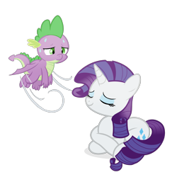 Size: 2000x2000 | Tagged: safe, artist:candy meow, derpibooru import, rarity, spike, dragon, pony, unicorn, atg 2022, duo, female, heat, high res, male, mare, newbie artist training grounds, simple background, sweat, sweatdrop, transparent background, wind, winged spike, wings