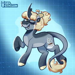 Size: 2000x2000 | Tagged: safe, artist:seasemissary, derpibooru import, oc, pony, unicorn, female, glasses, mare, one eye closed, solo, wink