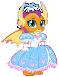 Size: 681x893 | Tagged: safe, alternate version, artist:darlycatmake, derpibooru import, smolder, dragon, alternate versions at source, beautiful, clothes, cute, dragoness, dress, female, froufrou glittery lacy outfit, gloves, happy, jewelry, long gloves, looking at you, necklace, pretty, princess smolder, simple background, smiling, smiling at you, smolder also dresses in style, smolderbetes, solo, transparent background, wet