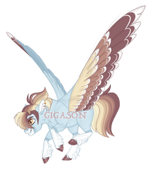 Size: 3400x3800 | Tagged: safe, artist:gigason, derpibooru import, oc, oc:joan, pegasus, pony, colored wings, female, magical lesbian spawn, mare, multicolored wings, offspring, parent:daring do, parent:rainbow dash, parents:daringdash, simple background, solo, transparent background, wings