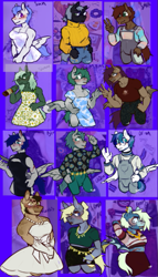 Size: 389x679 | Tagged: safe, artist:tyotheartist1, derpibooru import, oc, oc:aquos crest, oc:blue crest, oc:emerald terrocotta, oc:frosty swords, oc:gem breaker, oc:lemon eye, oc:orion snow, oc:royal ranks, oc:shamrock, oc:smokebox soot, oc:sunstrike, oc:william moonshadow, anthro, bat pony, earth pony, pegasus, unicorn, bat pony oc, earth pony oc, female, horn, male, mare, pegasus oc, simple background, stallion, unicorn oc