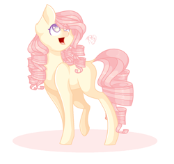 Size: 1358x1284 | Tagged: safe, artist:prettyshinegp, derpibooru import, oc, oc only, earth pony, pony, :d, earth pony oc, eye clipping through hair, female, mare, not fluttershy, open mouth, open smile, signature, simple background, smiling, solo, white background