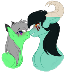 Size: 2052x2254 | Tagged: safe, artist:purplegrim40, derpibooru import, oc, oc only, earth pony, duo, earth pony oc, horns, simple background, transparent background