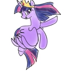 Size: 1280x1280 | Tagged: safe, artist:alicedrawing13, derpibooru import, twilight sparkle, twilight sparkle (alicorn), alicorn, pony, female, flying, horn, jewelry, mare, regalia, simple background, solo, white background, wings