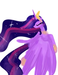 Size: 401x512 | Tagged: safe, artist:alicedrawing13, derpibooru import, princess twilight 2.0, twilight sparkle, twilight sparkle (alicorn), alicorn, pony, the last problem, ethereal mane, eyes closed, female, horn, jewelry, mare, older, older twilight, profile, regalia, simple background, solo, white background, wings