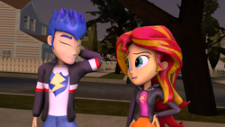 Size: 1080x607 | Tagged: safe, artist:majinfreecell, derpibooru import, flash sentry, sunset shimmer, equestria girls, 3d, female, flashimmer, male, shipping, source filmmaker, straight