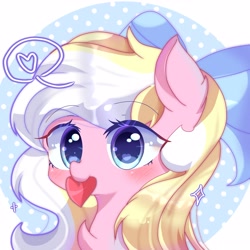 Size: 3207x3207 | Tagged: safe, artist:sweeter_sakura, derpibooru import, oc, oc only, oc:bay breeze, pegasus, pony, blushing, bow, cute, female, hair bow, mare, mouth hold, pegasus oc, solo