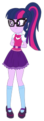 Size: 1600x4325 | Tagged: safe, artist:gmaplay, derpibooru import, sci-twi, twilight sparkle, equestria girls, clothes, sci-twi outfits, simple background, socks, solo, transparent background