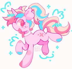 Size: 2048x1962 | Tagged: safe, artist:swirlseypop, derpibooru import, oc, oc only, pony, unicorn, choker, commission, horn, no pupils, open mouth, open smile, simple background, smiling, solo, unicorn oc, white background