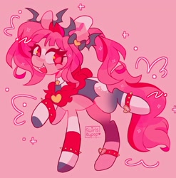 Size: 2020x2048 | Tagged: safe, artist:swirlseypop, derpibooru import, oc, oc only, earth pony, pony, commission, no pupils, open mouth, raised hoof, raised leg, simple background, solo, spiked wristband, wristband