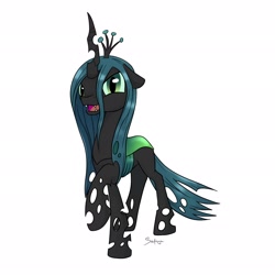 Size: 2048x2048 | Tagged: safe, artist:safizejaart, derpibooru import, queen chrysalis, changeling, cute, female, simple background, solo, white background