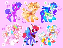 Size: 2048x1552 | Tagged: safe, artist:swirlseypop, derpibooru import, oc, oc only, earth pony, pegasus, pony, unicorn, earth pony oc, horn, pegasus oc, pink background, simple background, spread wings, unicorn oc, wings