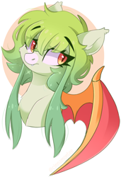 Size: 752x1098 | Tagged: safe, artist:cinnamontee, derpibooru import, oc, oc:wasabi, bat pony, pony, female, mare, simple background, solo, white background