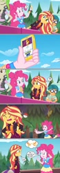 Size: 2203x6319 | Tagged: safe, artist:silverbuller, derpibooru import, edit, edited screencap, screencap, cherry crash, pinkie pie, sunset shimmer, better together, equestria girls, sunset's backstage pass!, comic, pokémon, pokémon go, rapidash, screencap comic