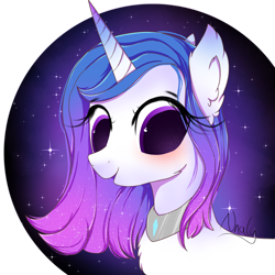 Size: 2000x2000 | Tagged: safe, artist:nnaly, derpibooru import, oc, oc only, pony, unicorn, bust, ethereal mane, high res, jewelry, necklace, solo, starry mane