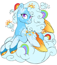Size: 1024x1163 | Tagged: safe, artist:ninjagobrony287, derpibooru import, oc, oc only, oc:cloudy colors, pegasus, pony, cloud, coat markings, colored wings, female, gradient wings, lying down, lying on a cloud, magical lesbian spawn, mare, offspring, on a cloud, parent:princess celestia, parent:rainbow dash, parents:dashlestia, pegasus oc, simple background, smiling, solo, transparent background, wings