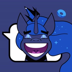 Size: 4096x4096 | Tagged: safe, artist:poxy_boxy, derpibooru import, princess luna, alicorn, pony, bust, clash royale, eyes closed, female, mare, open mouth, open smile, smiling, solo