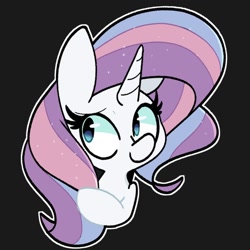 Size: 1500x1500 | Tagged: safe, artist:kindakismet, derpibooru import, potion nova, pony, unicorn, black background, bust, female, horn, mare, outline, simple background, solo