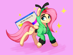 Size: 2800x2100 | Tagged: safe, artist:stravy_vox, derpibooru import, fluttershy, pegasus, pony, antonymph, clothes, female, fluttgirshy, gir, high res, invader zim, microsoft, simple background, solo, windows, windows xp