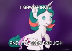 Size: 2600x1850 | Tagged: safe, artist:ulaaviz, derpibooru exclusive, derpibooru import, gusty, pony, unicorn, g1, caption, i've seen some shit, image macro, meme, solo, text