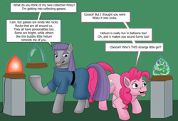Size: 1280x871 | Tagged: safe, artist:termyotter, derpibooru import, maud pie, pinkie pie, earth pony, pony, atg 2022, duo, female, gas, helium, mare, neon, newbie artist training grounds, rick and morty