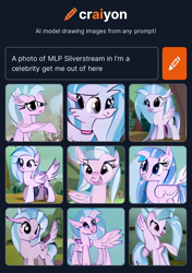 Size: 1162x1648 | Tagged: safe, derpibooru import, machine learning generated, silverstream, classical hippogriff, hippogriff, craiyon, dall·e mini, i'm a celebrity get me out of here