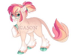 Size: 2900x2300 | Tagged: safe, artist:gigason, derpibooru import, oc, oc:sunset rosebud, earth pony, pony, female, glasses, mare, obtrusive watermark, offspring, parent:roseluck, parent:sunburst, simple background, solo, transparent background, watermark