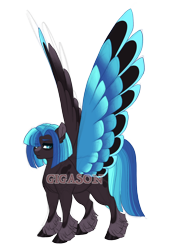 Size: 3200x4100 | Tagged: safe, artist:gigason, derpibooru import, oc, oc:geode gust, pegasus, pony, colored wings, female, mare, multicolored wings, obtrusive watermark, offspring, parent:minty mocha, parent:thunderlane, simple background, solo, transparent background, watermark, wings