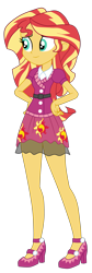 Size: 1454x4329 | Tagged: safe, artist:gmaplay, derpibooru import, sunset shimmer, better together, equestria girls, clothes, eyebrows, female, hand on hip, high heels, high res, shoes, simple background, smiling, solo, transparent background