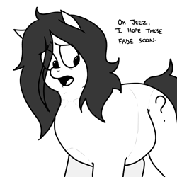 Size: 900x900 | Tagged: safe, artist:pony quarantine, ponerpics import, oc, oc:anon-mare, earth pony, pony, female, mare, monochrome, solo, solo female