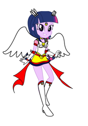 Size: 3035x4299 | Tagged: safe, artist:rollyagami02, derpibooru import, twilight sparkle, twilight sparkle (alicorn), alicorn, equestria girls, clothes, clothes swap, cosplay, costume, pixiv, sailor moon, simple background, solo, white background, wings