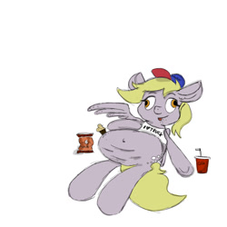 Size: 1024x1024 | Tagged: safe, derpibooru import, derpy hooves, pegasus, pony, aderpose, fat, food, muffin, simple background, solo, stuffed, white background