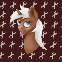 Size: 1080x1080 | Tagged: safe, artist:lennystendhal13, derpibooru import, silver spanner, pony, bust, portrait, solo, tongue, tongue out