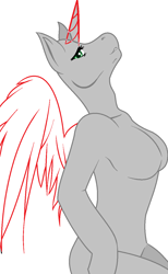 Size: 788x1280 | Tagged: safe, artist:djdupstep15, derpibooru import, oc, oc only, alicorn, anthro, alicorn oc, base, breasts, featureless breasts, female, horn, simple background, solo, white background, wings