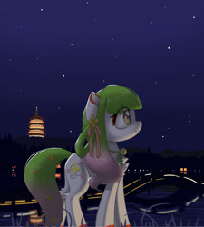 Size: 1080x1200 | Tagged: safe, artist:one4pony, derpibooru import, oc, oc only, oc:明珠, earth pony, pony, bell, bell collar, china, collar, hangzhou, mascot, solo