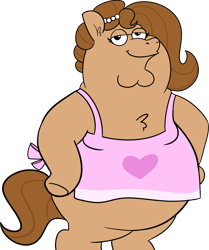 Size: 1951x2333 | Tagged: safe, alternate version, artist:tjpones, derpibooru import, oc, oc:brownie bun, anthro, bbw, commission, cursed image, family guy, fat, funny, meme, peter griffin, simple background, transparent background