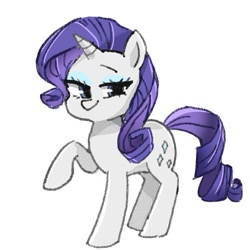 Size: 729x729 | Tagged: safe, artist:xiooo_witch, derpibooru import, rarity, pony, unicorn, female, horn, mare, raised hoof, raised leg, simple background, solo, white background