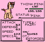 Size: 159x147 | Tagged: safe, artist:musicfirewind, derpibooru import, oc, oc only, oc:think pink, pony, unicorn, pixel art, pokedex, pokémon, solo, true res pixel art