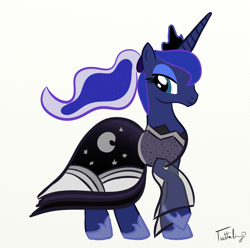 Size: 800x795 | Tagged: safe, artist:tuttaliny, derpibooru import, princess luna, alicorn, pony, 2013, female, mare, ponytail, simple background, solo, white background