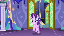 Size: 1280x720 | Tagged: safe, derpibooru import, screencap, starlight glimmer, pony, unicorn, no second prances, season 6, cute, female, glimmerbetes, it's coming right at us, mare, smiling, solo, this will end in friendship, twilight's castle
